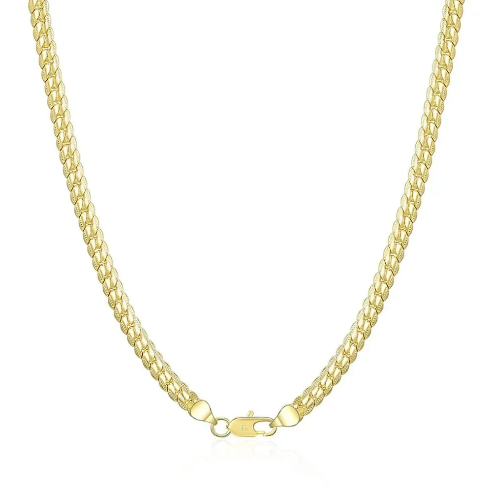 Stunning 20 Inch Snake Bone / Sideways Necklace, 18k. Yellow Gold